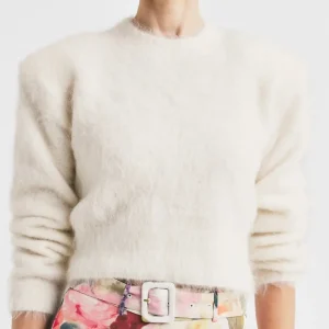 BY TIMO Hairy Knit Fitted Sweater, Offwhite