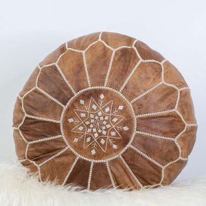 Skinnpuff fra Marokko Mørk natur ivory søm